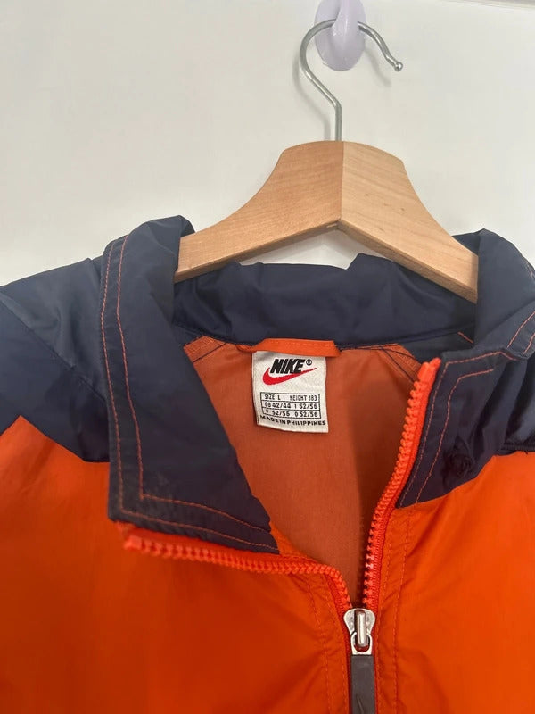 Vintage Nike Windbreaker Orange/Navy Large