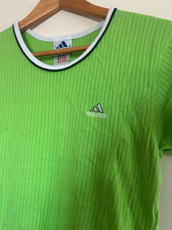 Vintage Adidas Women’s T-shirt Green Small