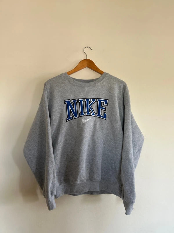 Vintage Nike Spell Out Jumper Grey Medium