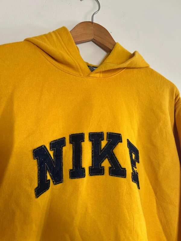 Vintage Nike Spell Out Hoodie Yellow Large
