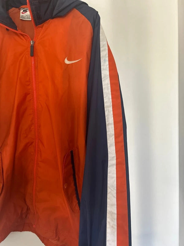 Vintage Nike Windbreaker Orange/Navy Large