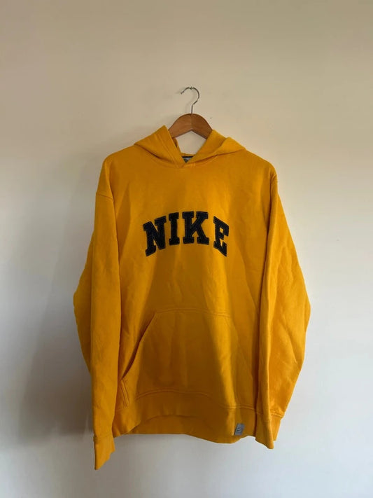 Vintage Nike Spell Out Hoodie Yellow Large