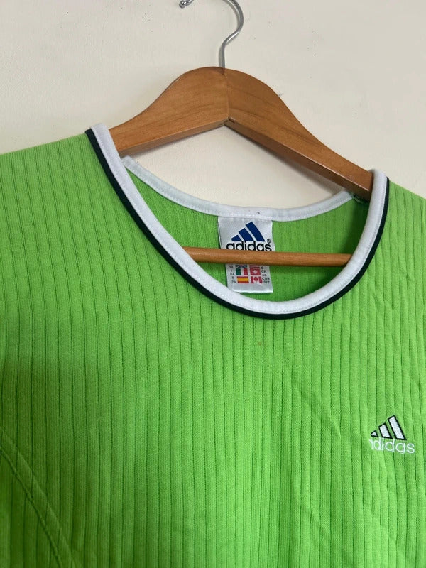 Vintage Adidas Women’s T-shirt Green Small