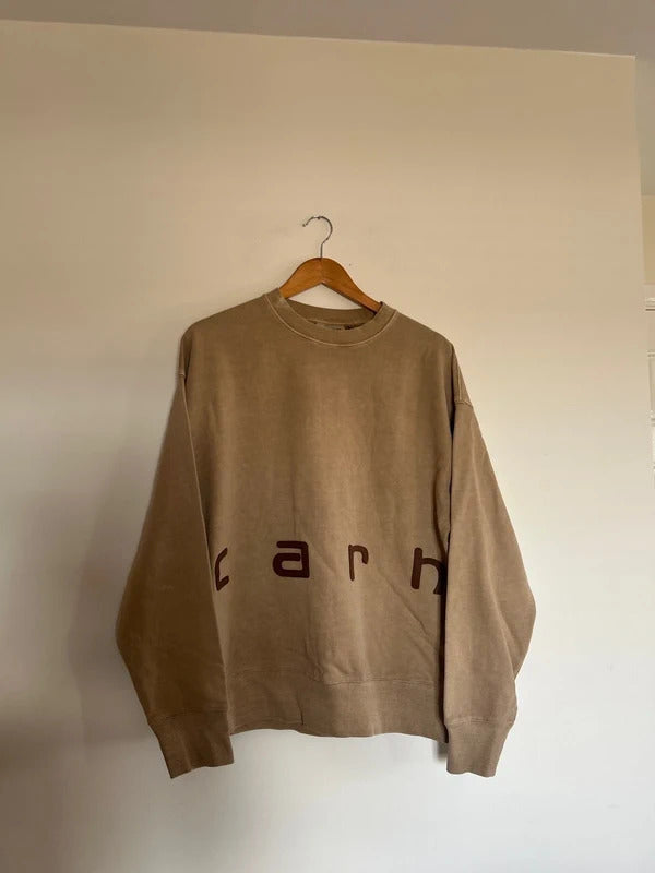 Carhartt Felt Script Crewneck Jumper Beige Small