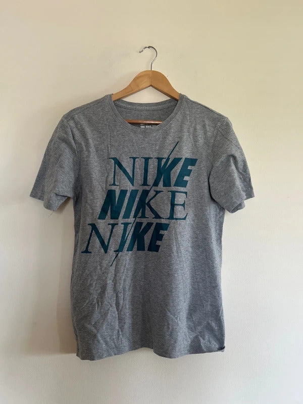 Vintage Nike Print T-shirt Grey Medium