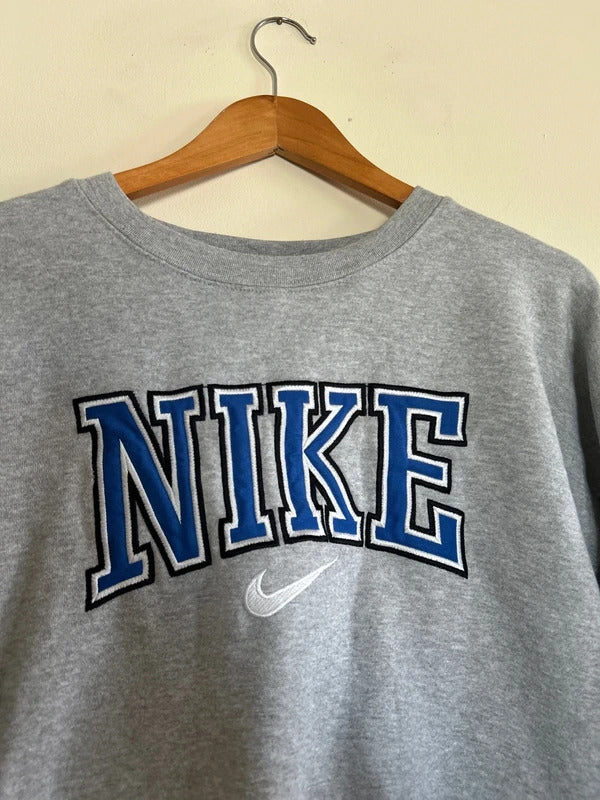 Vintage Nike Spell Out Jumper Grey Medium