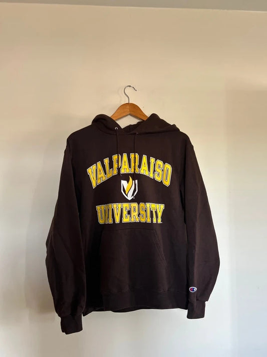 Champion Valparaiso College Hoodie Brown Medium