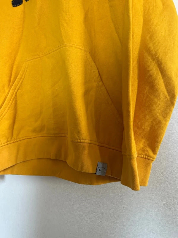 Vintage Nike Spell Out Hoodie Yellow Large