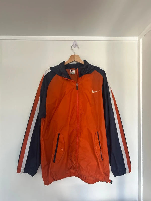 Vintage Nike Windbreaker Orange/Navy Large