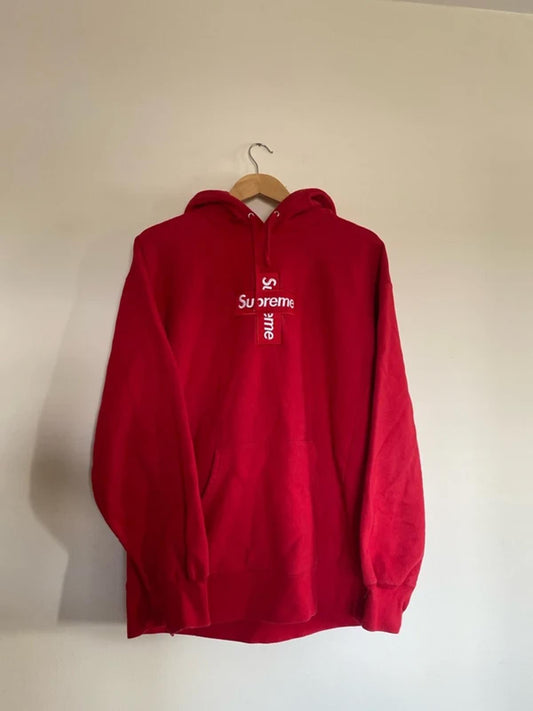 Supreme Cross Box Logo Hoodie Red Large
