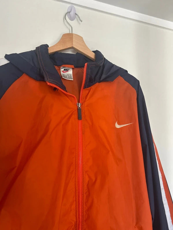 Vintage Nike Windbreaker Orange/Navy Large
